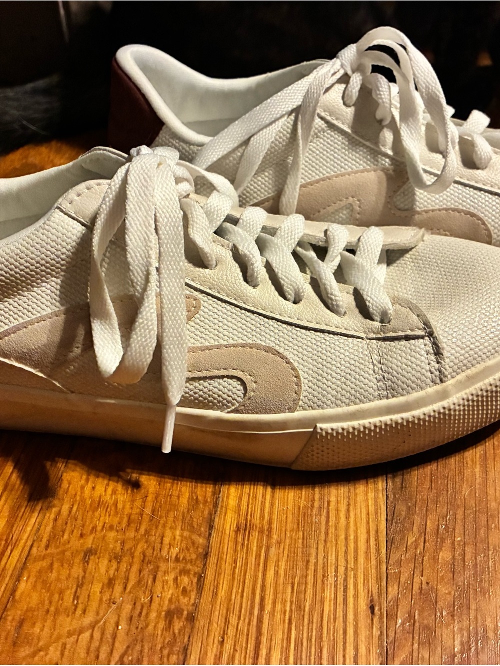 Malibu White Canvas Sneakers with Brown Heel Patch
